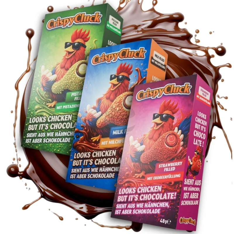 CrispyCluck Schokolade im Chicken-Drumstick-Look – Crunchy gefüllt (48 g)