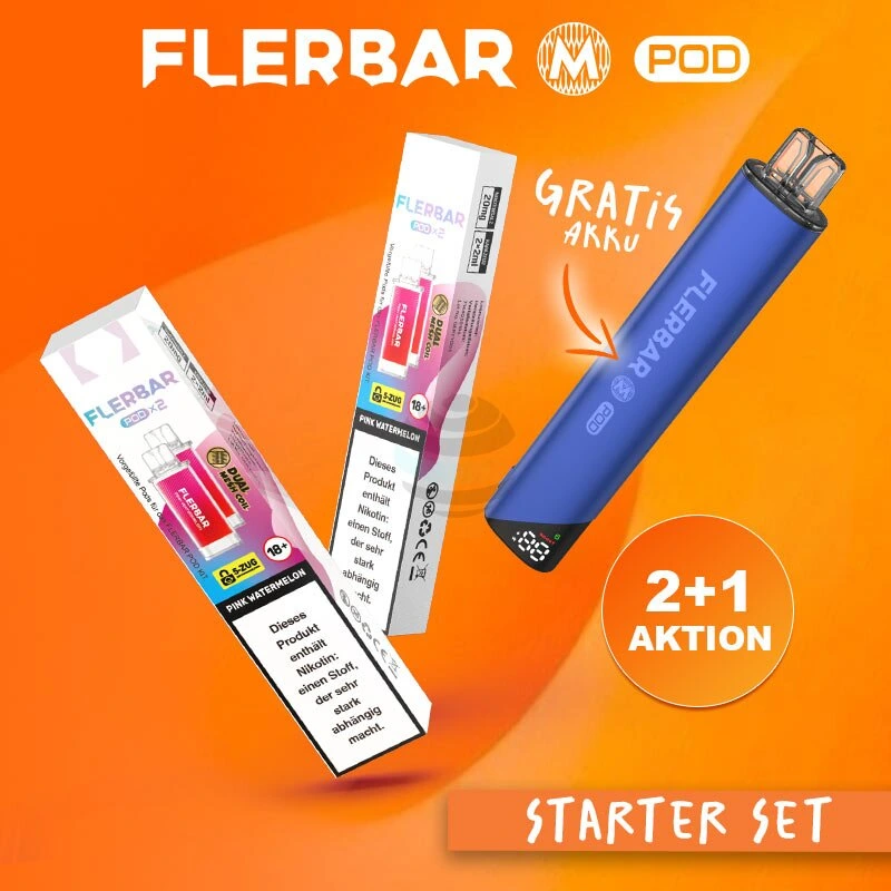 Flerbar Pods Starter Set – 2 Pods nach Wahl + 1 Akku gratis