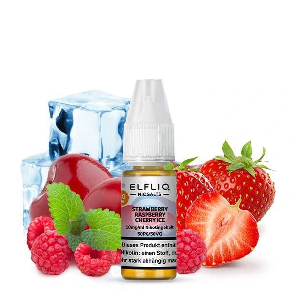 ELFLIQ NicSalt Liquid |  Strawberry Raspberry Cherry Ice (10mg/ml)